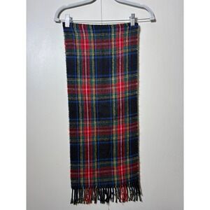 Rock Creek Plaid Scarf Black Red Green Tartan Fringe Acrylic Winter 64x12